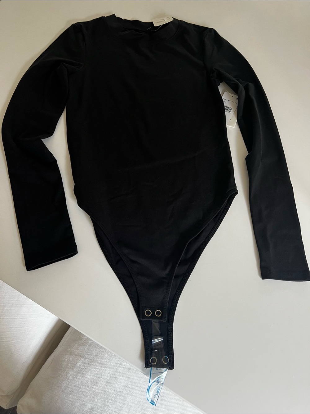 Good American Black Long-Sleeve One-Piece Bodysuit size 2 new with tags